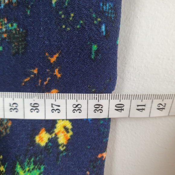 Temt Size L Navy Blue Floral Fit And Flare Women's Sleeveless Dress Summer Sun - Picture 10 of 11